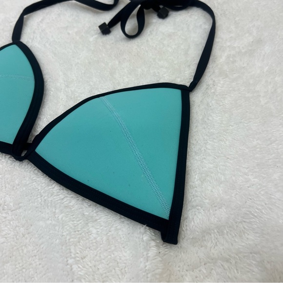 Triangl Chloe Bikini Set Top and Bottom Neoprene Aqua and Black Size S - Picture 10 of 14